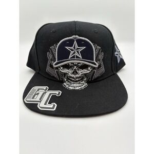 GC Houston Cowboy's Hat On Skeleton Head Snap Back Hat Black